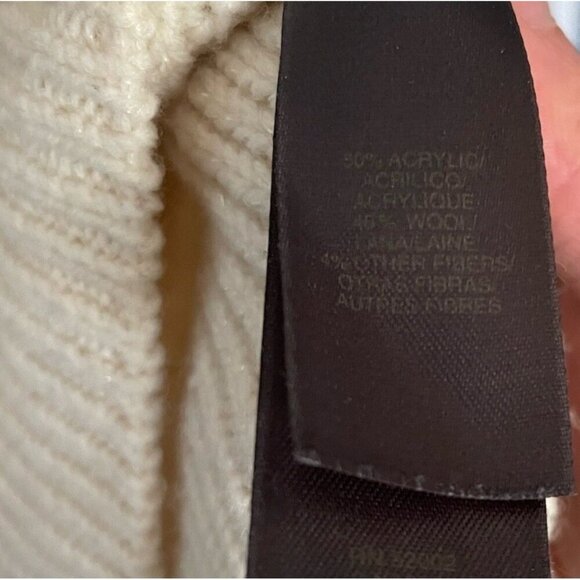 Liz Claiborne White Knit Turtleneck Sweater M Classic Winter Soft Warm - Picture 4 of 6